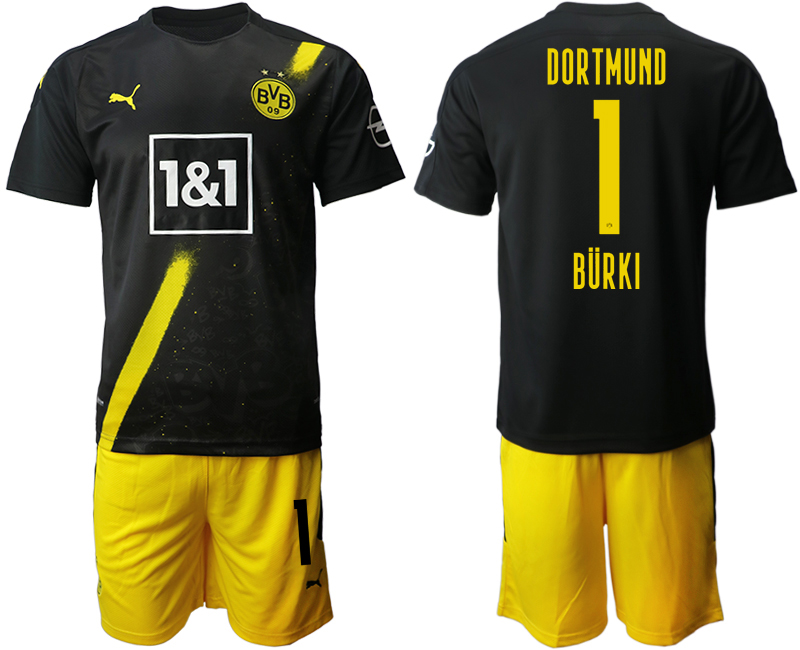 Men 2020-2021 club Borussia Dortmund away #1 black Soccer Jerseys